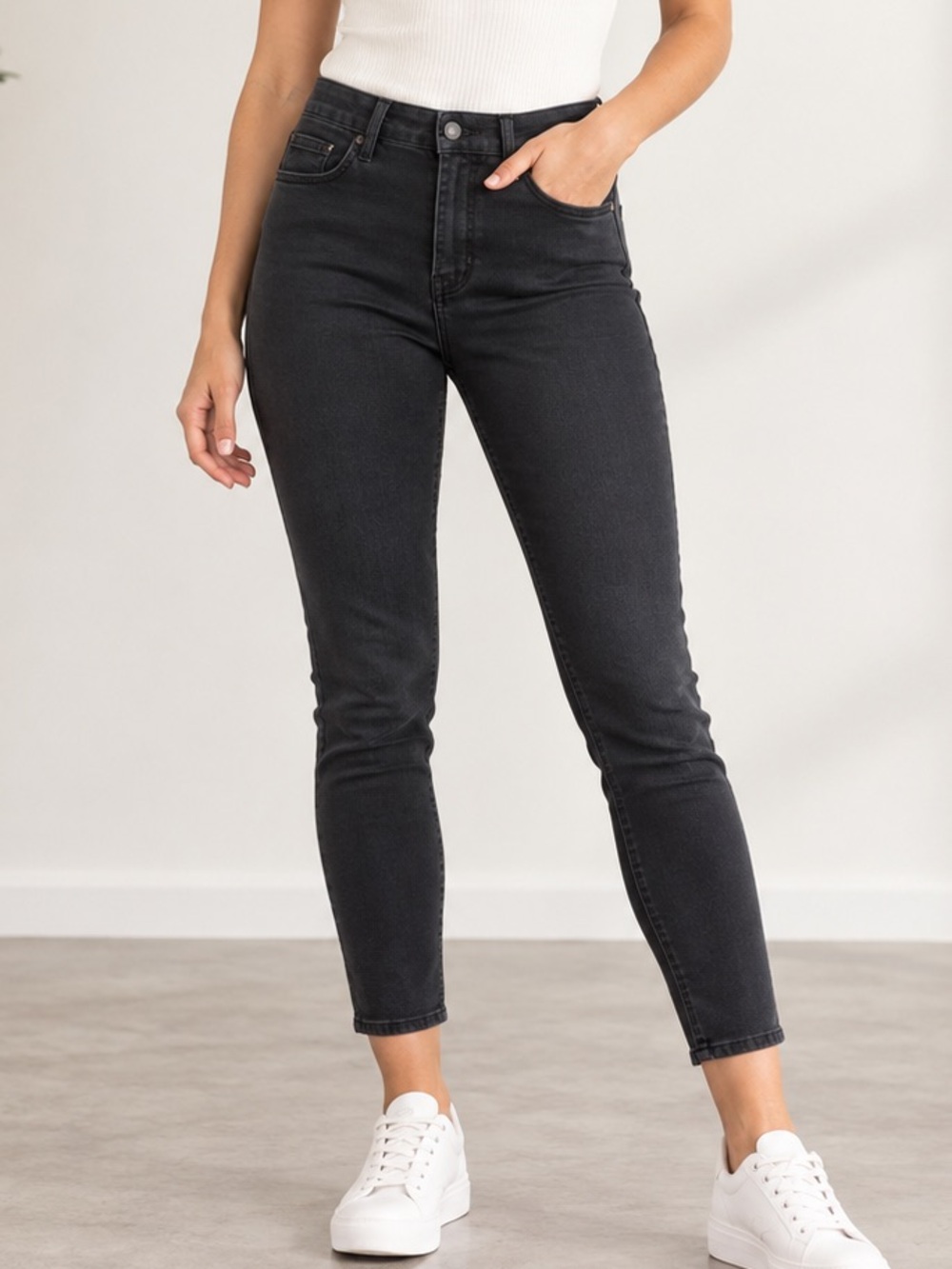 JEN7 by 7 For All Mankind Leggings Ankle Skinny Jeans Black Size 8 7FAM